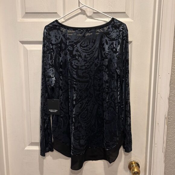 Simply Vera Wang Whimsigoth Velvet Burnout Top XL Teal Gray Fairy Grunge NWT - Picture 6 of 8